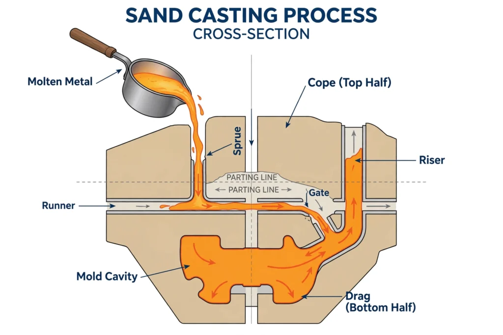 Basic sand casting