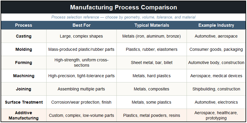 Manufacturing Process Comparison