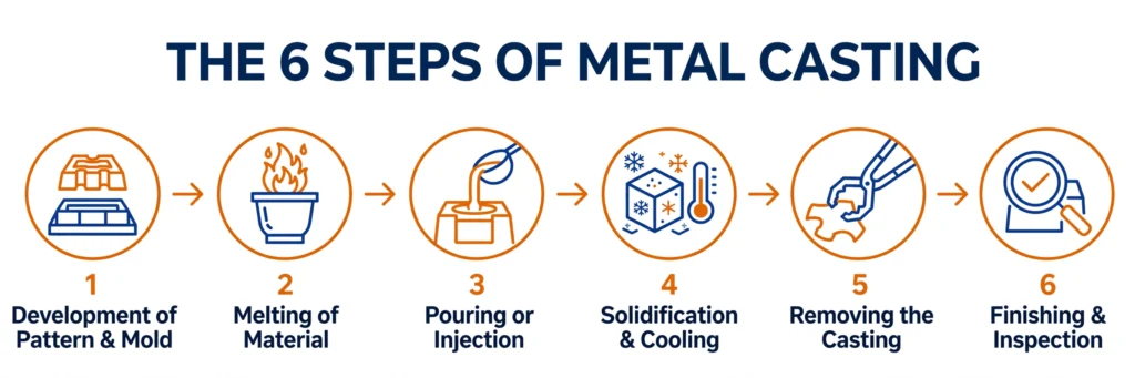 Steps of metal casting